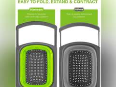 Hameam Over the Sink Collapsible Colander- 6 Quarts Silicone Kitchen Strainers- Dishwasher Safe Foldable Strainer with Extendable Plastic Handles- Perfect for Draining Pasta, Vegetable and Fruit 12.99