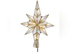 Kurt S. Adler Kurt Adler 10-Light 11.4-Inch Capiz Bethlehem Star Treetop, Gold, White 25.9