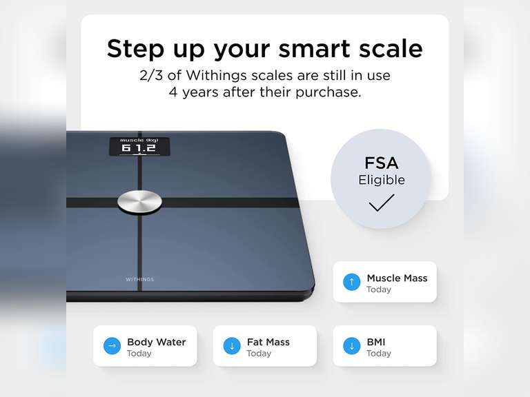 Withings Body+ Smart WiFi bathroom scale Scale for Body Weight Digital Scale and Smart