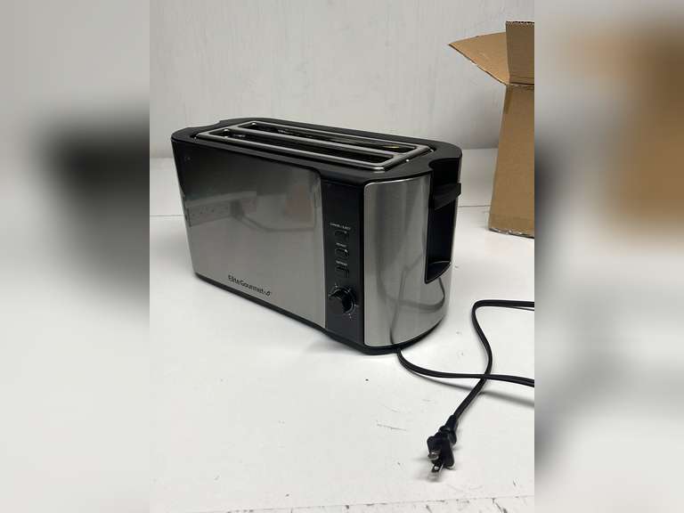 Elite Gourmet ECT3100 Long Slot 4 Slice Toaster, Reheat, 6 Toast
