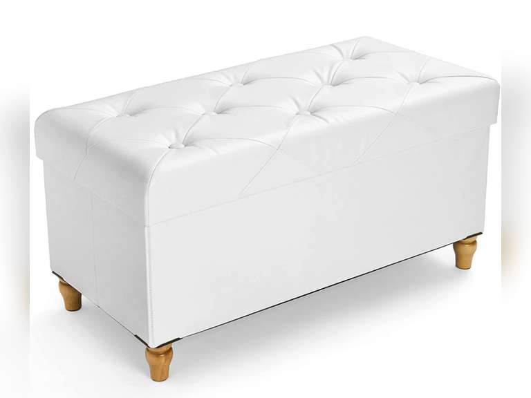 Nicehill 30 Inches Folding Storage Ottoman Bench(2022 Upgraded) with Wooden Legs, Faux Leather