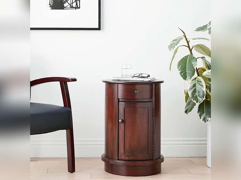 Decor Therapy Keaton Traditional Round Side Storage End Table, 26" x 17