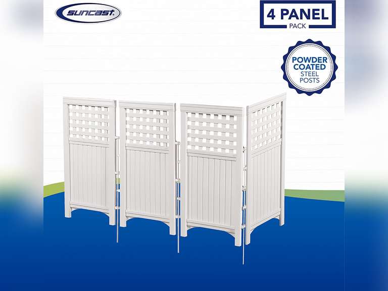 Suncast 4 Panel Reversible Outdoor Screen Enclosure, 44" (H) x 23" (W) per, White White Screen