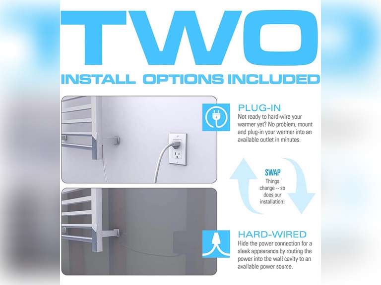 BILLY'S HOME Wall Mounted Electric Towel Warmer, 304 Stainless Hot Towel  Warmer for Bath Heated Drying Rack 5 Square Bar 60W (31.5 X 23.6  Inch),Black,Hardwiring 243.99 - Quarter Price