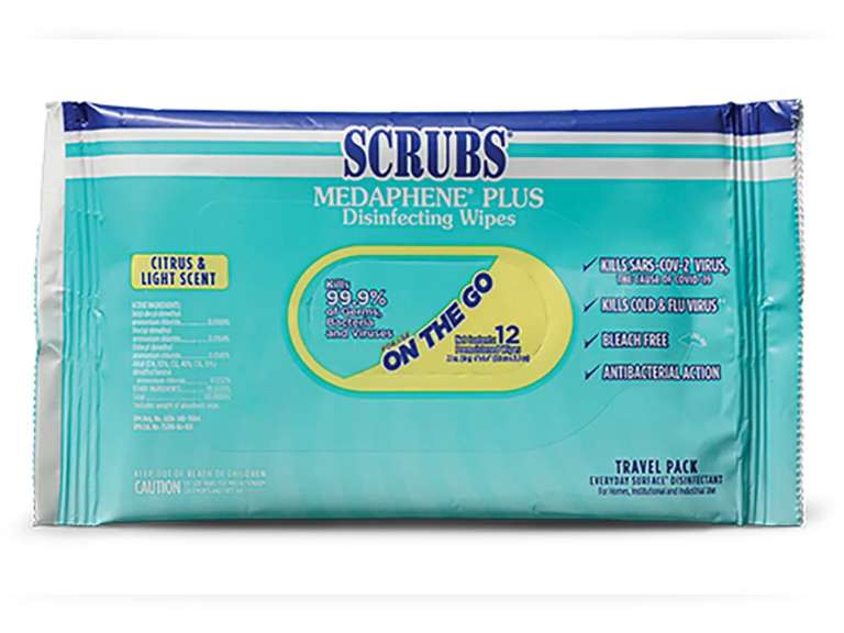 Scrubs MEDAPHENE Plus Disinfectant Wipes Wipe 12 wipes Bag.20packs 34.99 Quarter Price