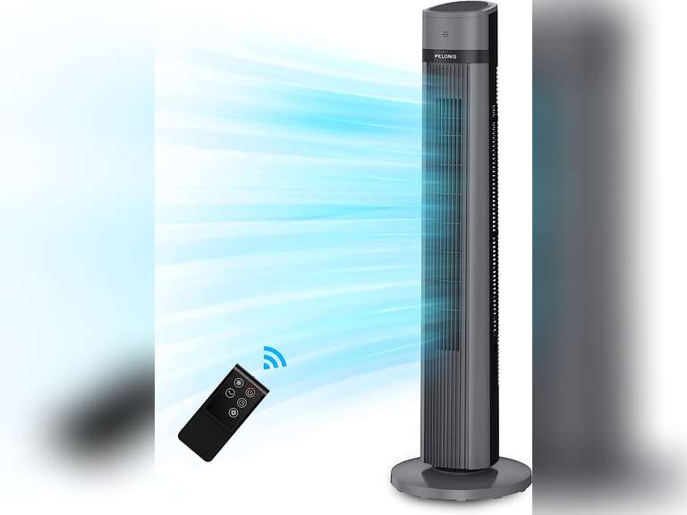 PELONIS 40''Oscillating Tower Fan Remote Control, Black & Table Fan 12Inch Oscillating Table