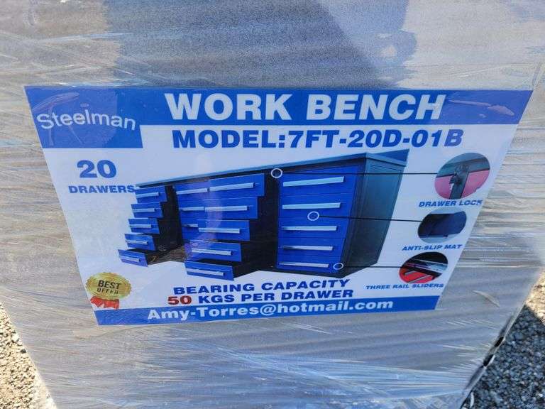 Steelman 7FT Work Bench with 20 Drawers Rogers Community Auction Inc.
