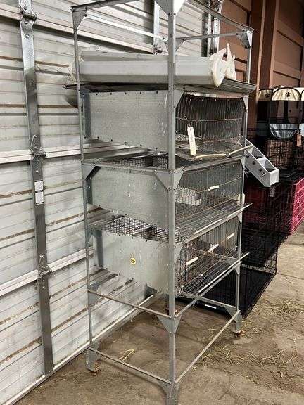 Complete 3 Tier GQF Quail Cage w/ Feeders, Waterers & Trays - Rogers