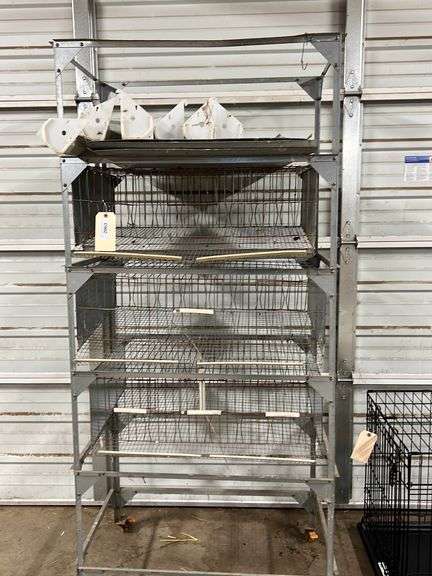 Complete 3 Tier GQF Quail Cage w/ Feeders, Waterers & Trays - Rogers