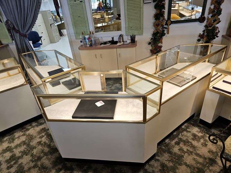 3 Custom Spartan Lighted Glass Top Jewelry Display Cases RES