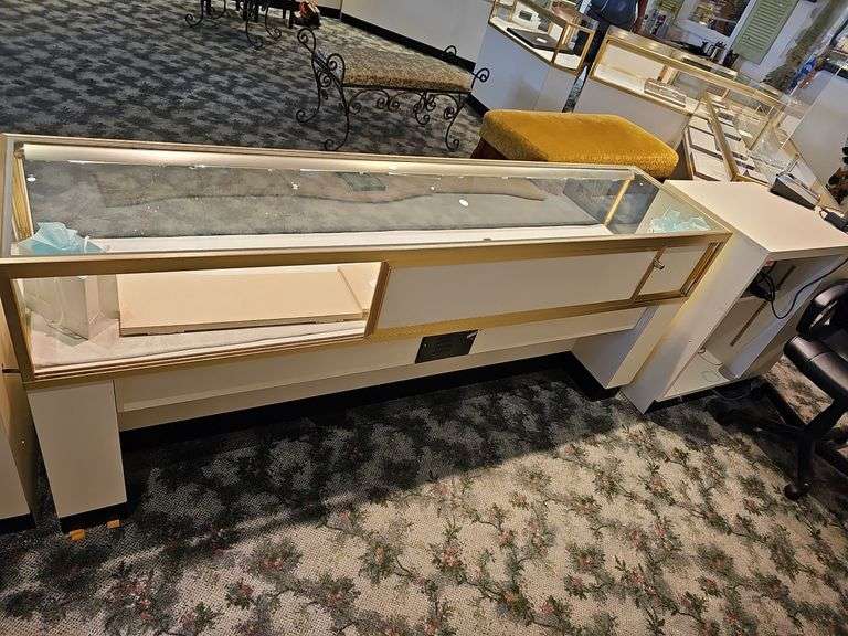 Custom Spartan Lighted Glass Top Jewelry Display Case RES Auction