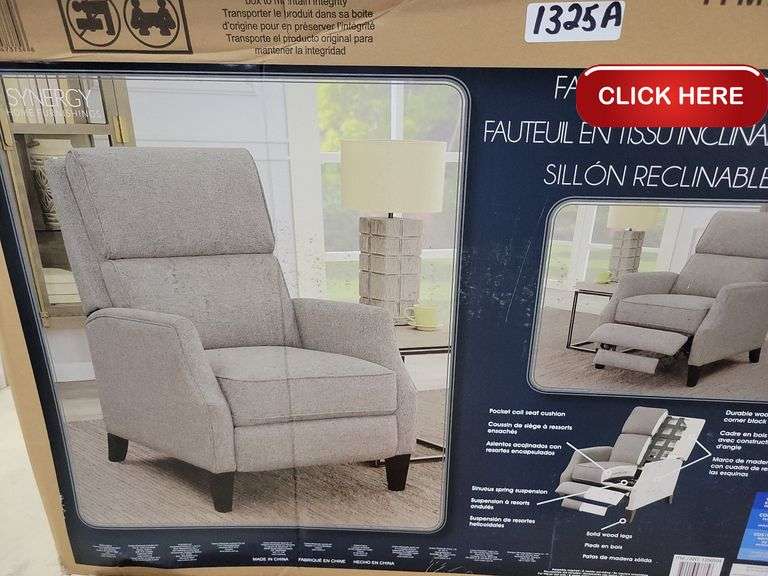 Barcalounger fabric pushback recliner Rideau Auctions