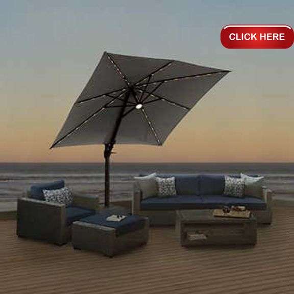 Seasons Sentry 3.04 m (10 ft.) Square Solar LED Cantilever Umbrella
