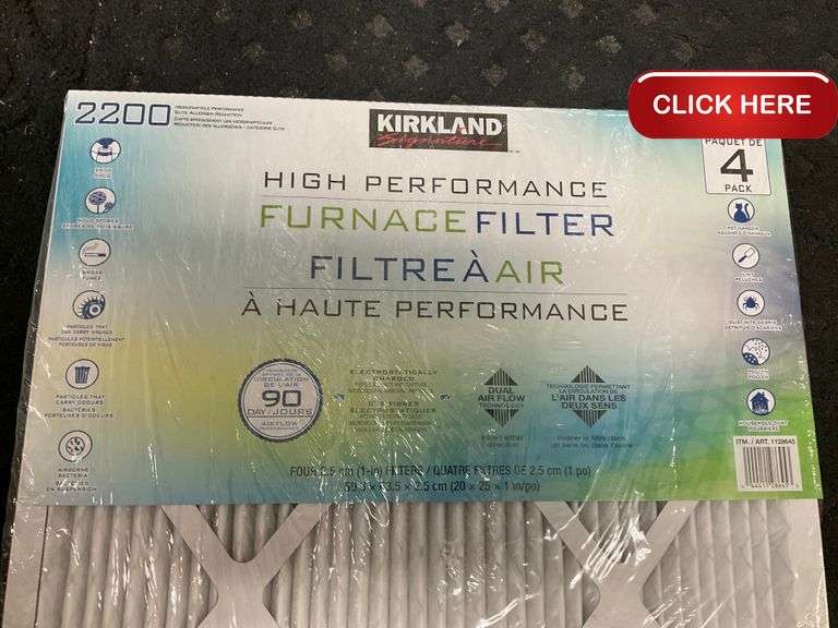Kirkland signature high performance furnace filter 4pk Rideau Auctions