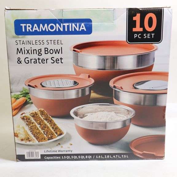 Tramontina Stainless Steel Mixing Bowl & Grater Set Rio Grande Trade
