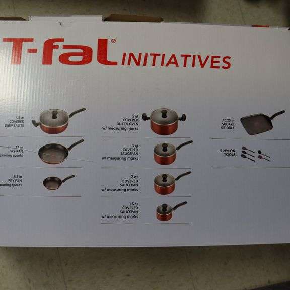 Tfal, Dishwasher Safe Cookware Set, 18 Piece, Red Initiatives Nonstick
