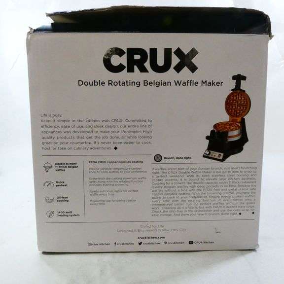 Crux Double Rotating Belgian Waffle Maker Rio Grande Trade