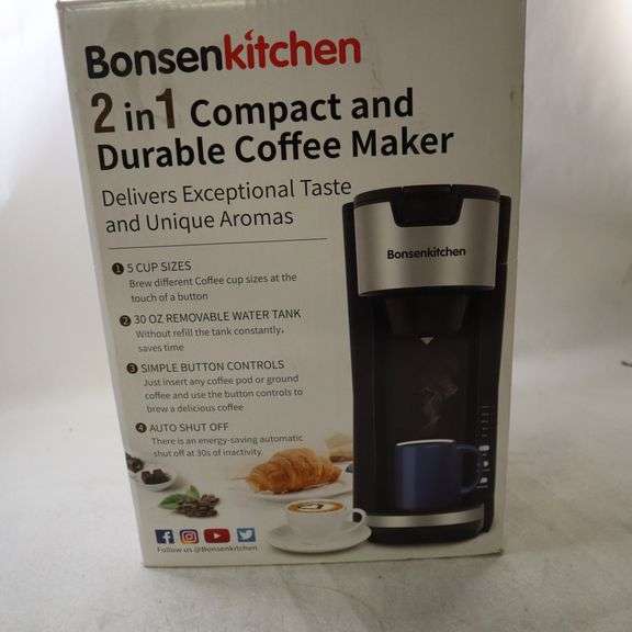 BonsenKitchen Black Single Serve Coffee Maker Rio Grande Trade