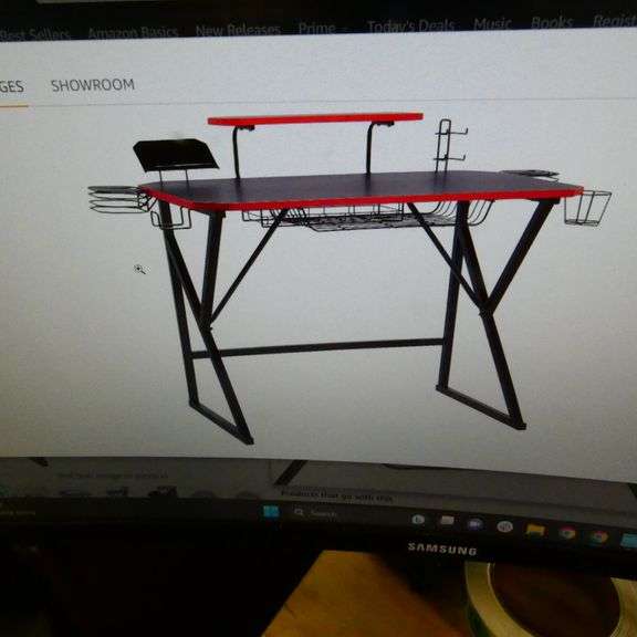 Amazon Basics Gaming Computer Desk with Storage (Heavy/Oversized) Rio