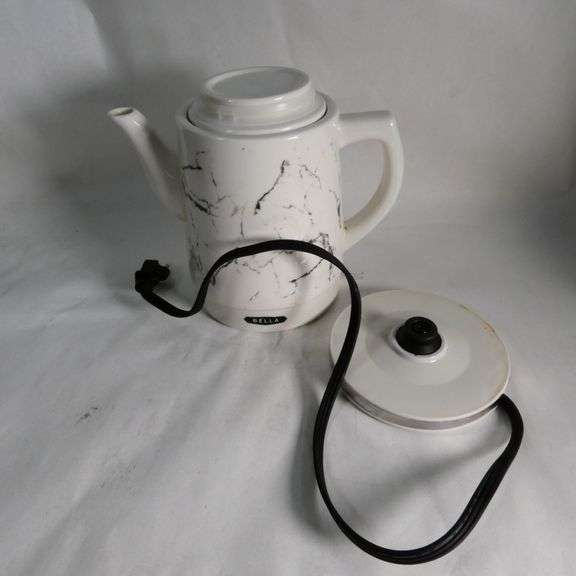 BELLA 1.5 Liter Electric Ceramic Tea Kettle, White Marble Rio Grande