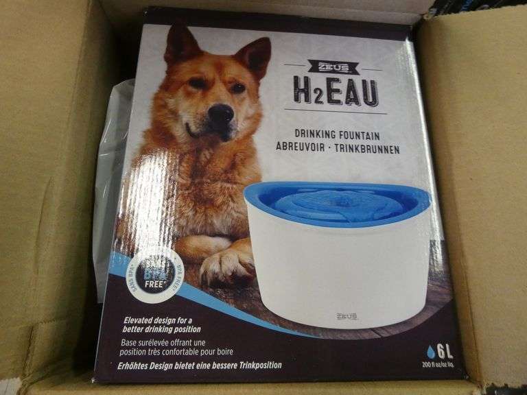 ZEUS H2EAU Elevated Dog and Cat Drinking Water Fountain with Replacement Filter Rio Grande Trade