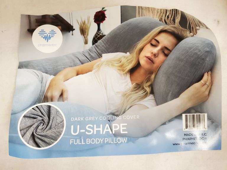Pharmedoc UShape Full Body Pillow with Dark Grey Cooling Cover Rio