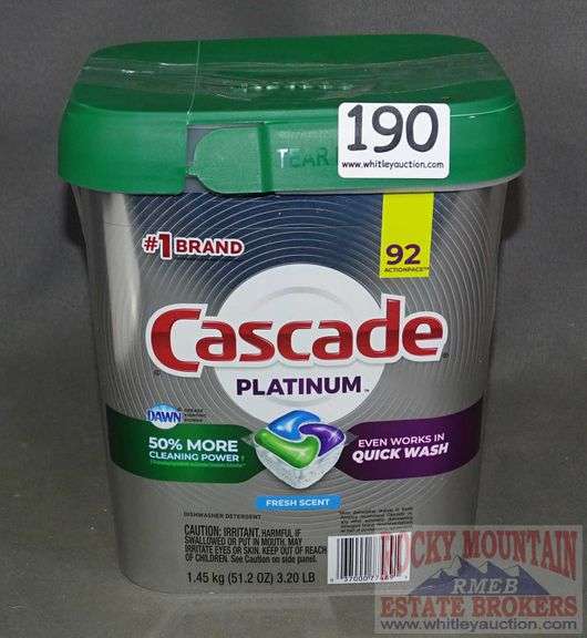 Cascade Platinum Fresh Scent Dishwasher Pods. This appears to be full