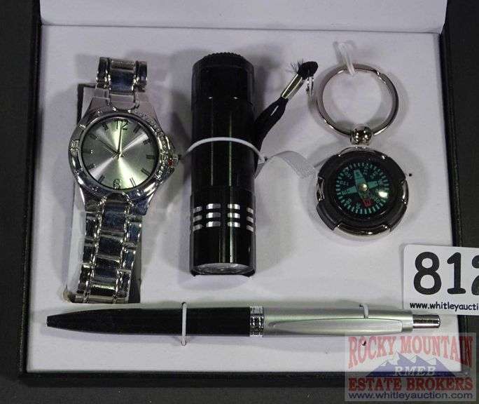 Coffret Cadeau Homme Cote D'Azur - Montre, Mini-lampe, Porte-clés, Neuf