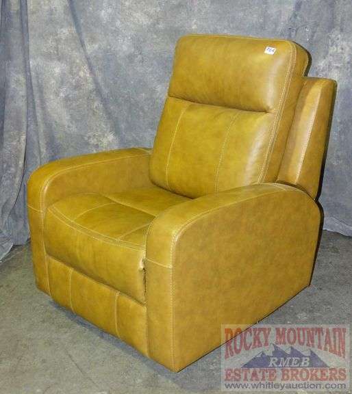 New Member's Mark Manhattan Leather Glider Recliner with rounded track arm design, comfortable