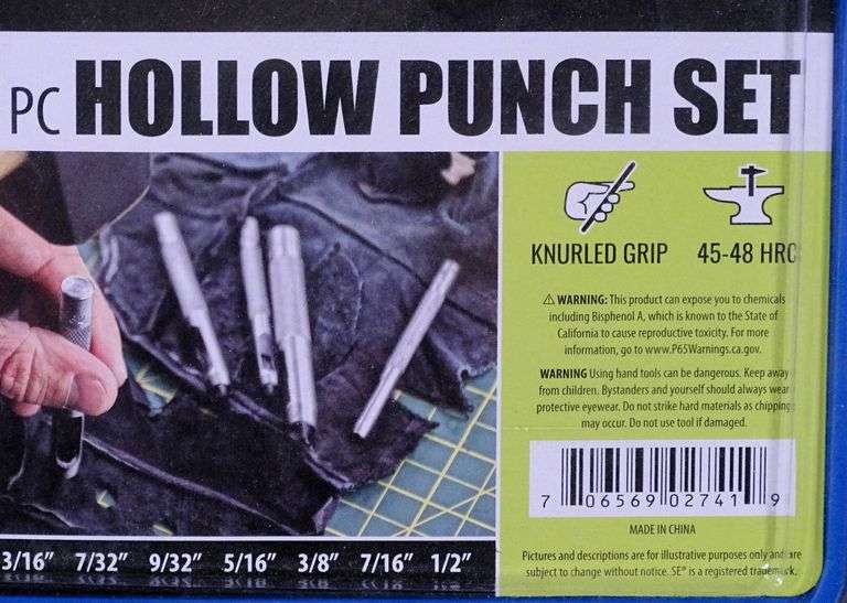 New 9 Piece Hollow Punch Set. This is a nice hollow punch set that goes