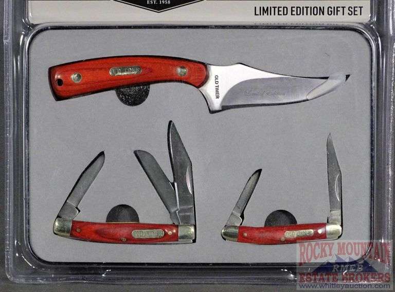 New Old Timer 3 piece knife set with rosewood handles in commemorative