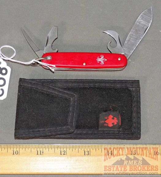 Neat Vintage Imperial Boy Scout Folding Knife with 4Blades & Black Nylon Sheath. Rocky