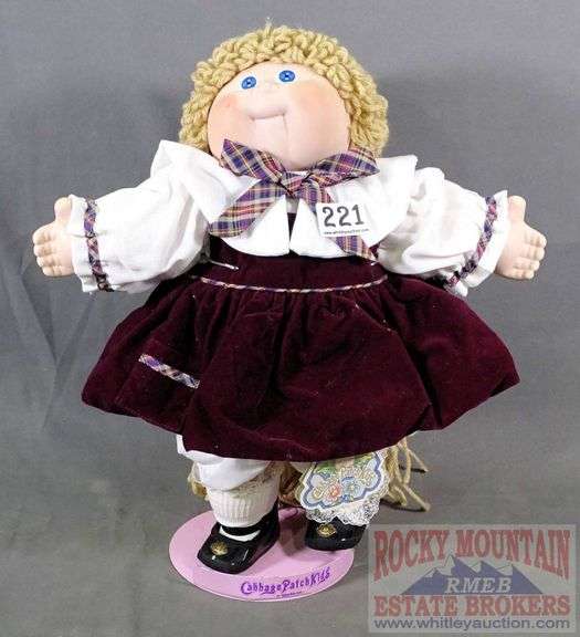 Vintage "Della Frances" Porcelain Cabbage Patch Doll with Original Hang