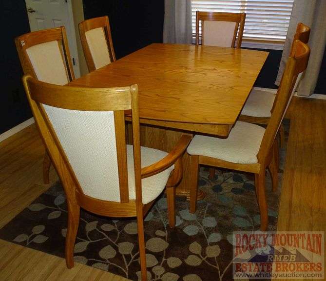 Arrese Brothers Solid Oak Dining Set, 6 Chairs & 1 Leaf. Rocky
