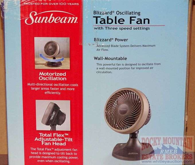 Sunbeam Oscillating Table Fan. Rocky Mountain Estate Brokers Inc.