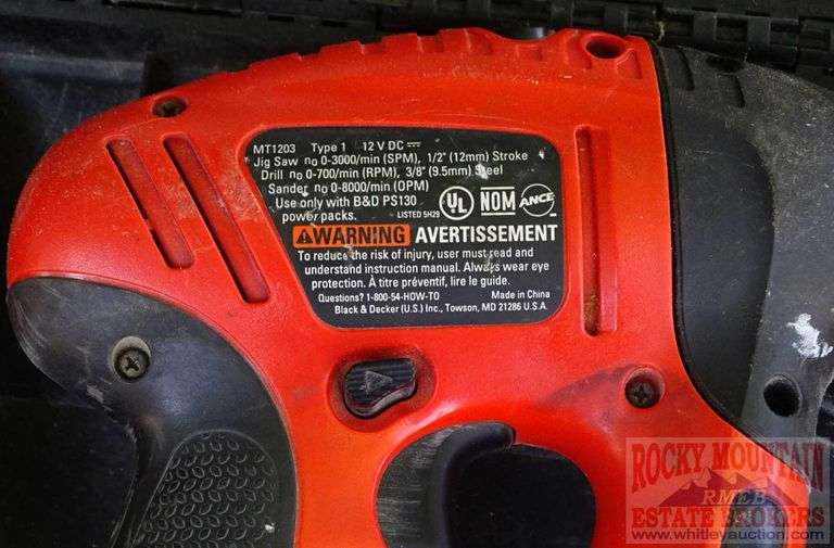 Black & Decker 12 Volt Fire Storm 1/2" Drill W/ Jig Saw & Sander