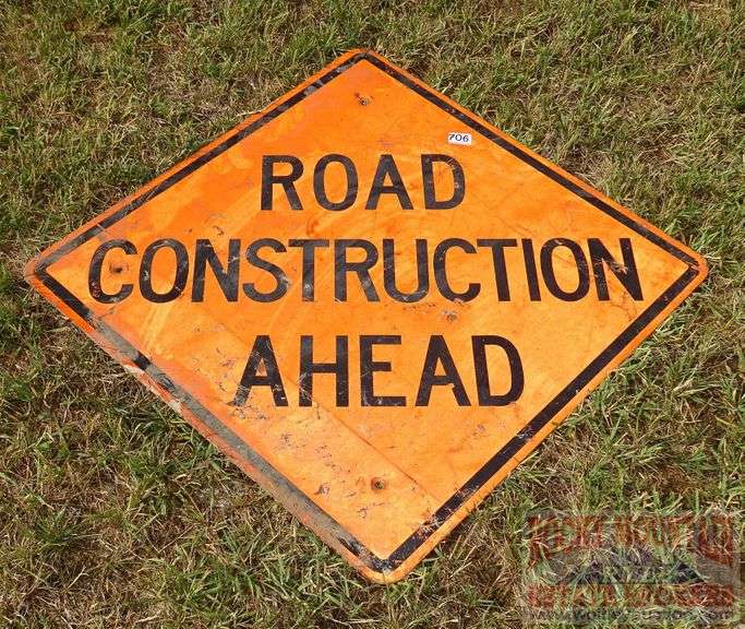 Large "Road Construction Ahead" Sign. Rocky Mountain Estate Brokers Inc.