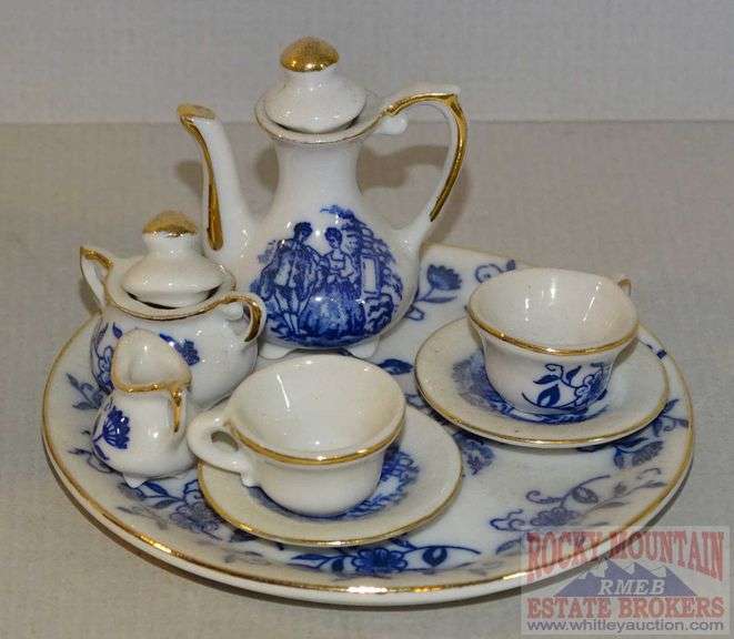 Porcelain Doll Tea Set, Doll Pitcher, Dresser Box & More. All for one
