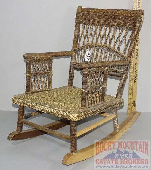 Fantastic Antique Child's Wicker Rocking Chair. Wicker is in good