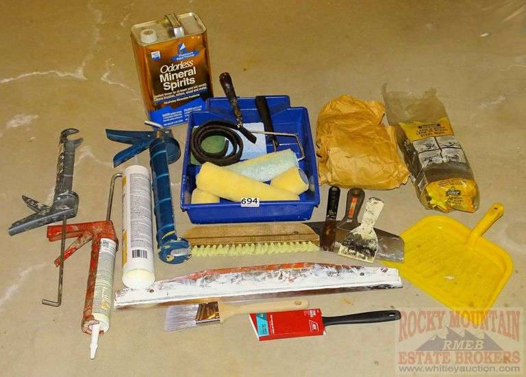 Assorted painting supplies, caulking guns, steel wool and more. All for