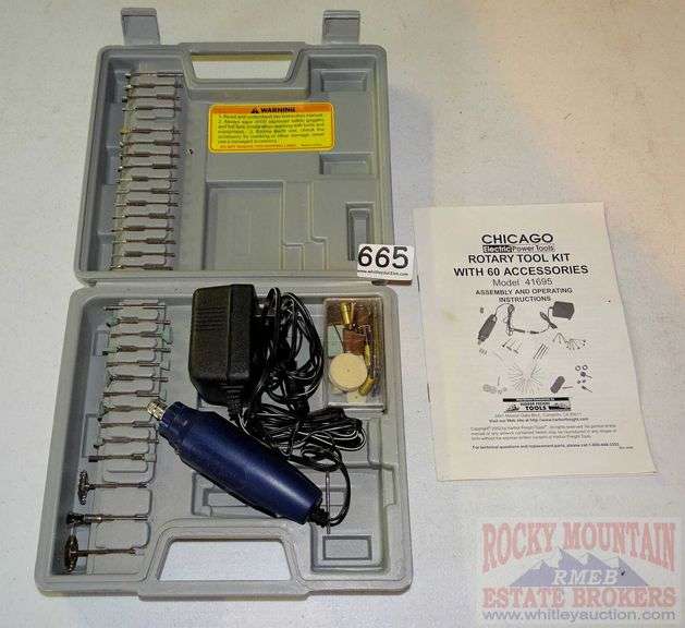 Chicago Electric rotary tool kit with accessories in case. Rocky