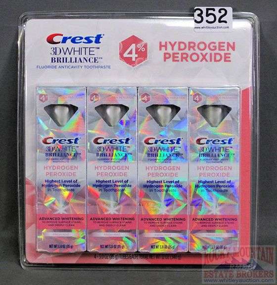 New Crest 4Pack of 3D White Brilliance Hydrogen Peroxide Toothpaste