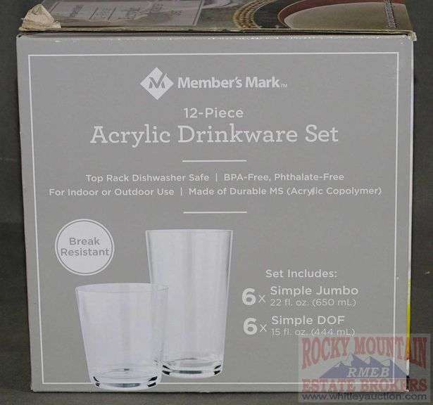 New Member's Mark 12Piece Clear Acrylic Drinkware set. Top rack