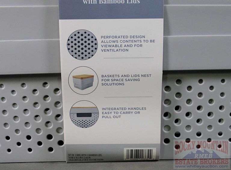 New Member's Mark 3 Piece Grey MultiPurpose storage bin set with