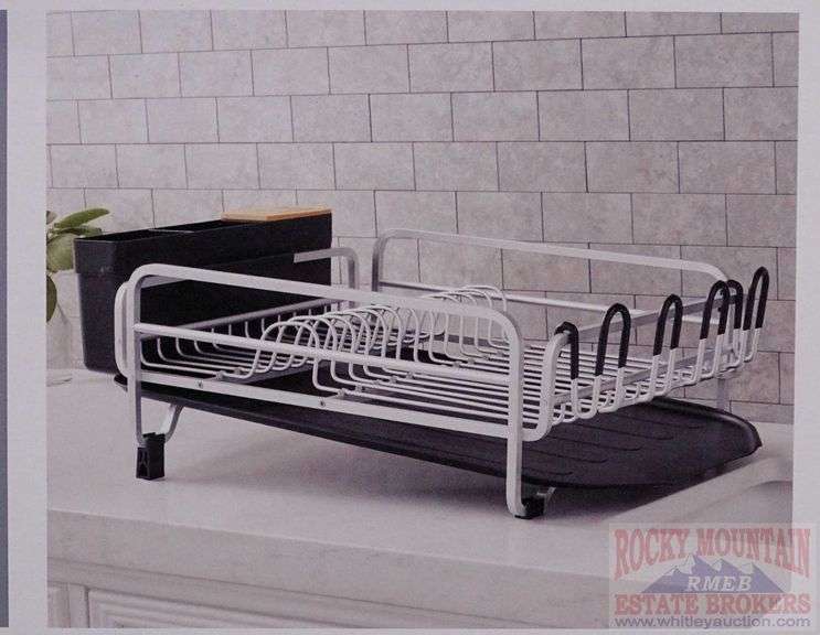 New Member's Mark Aluminum Dish Rack with glass holders, utensil basket, removable cutlery block