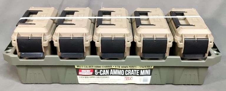 MTM Ammo Rack With Boxes - USA Made, Clear Blue/Dark Earth, Holds 400 Rounds Of 9mm/.380 ACP For Gun Safe Storage