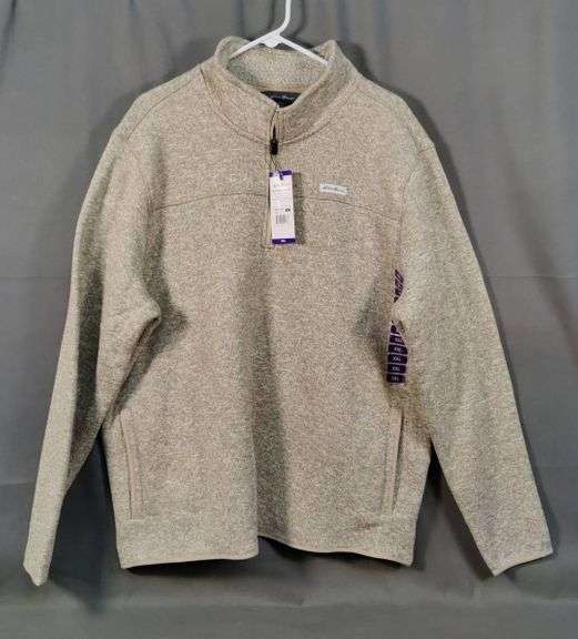 New Men's Eddie Bauer Quarter Zip Fleece Sweater, Size XXL. Rocky