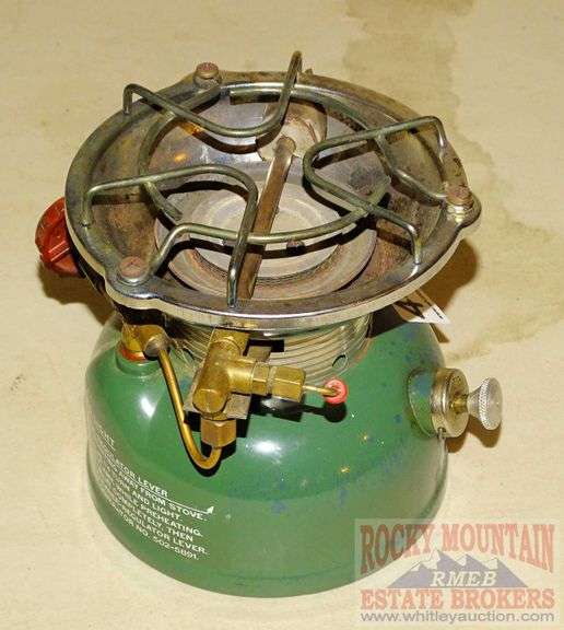 Coleman single burner stove. Rocky Mountain Estate Brokers Inc.