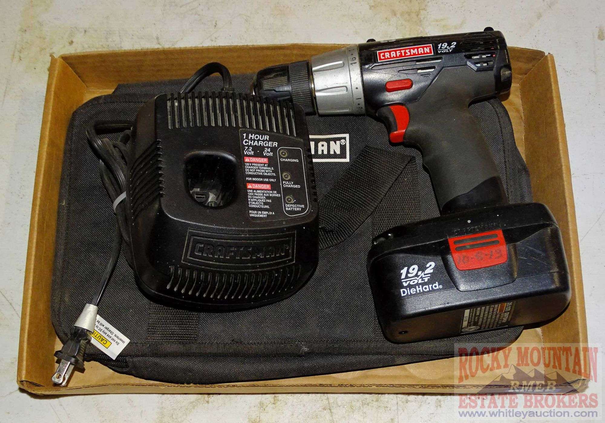 Craftsman 19.2 volt VSR drill w/ battery, charger & bag. - Rocky Mountain  Estate Brokers Inc.