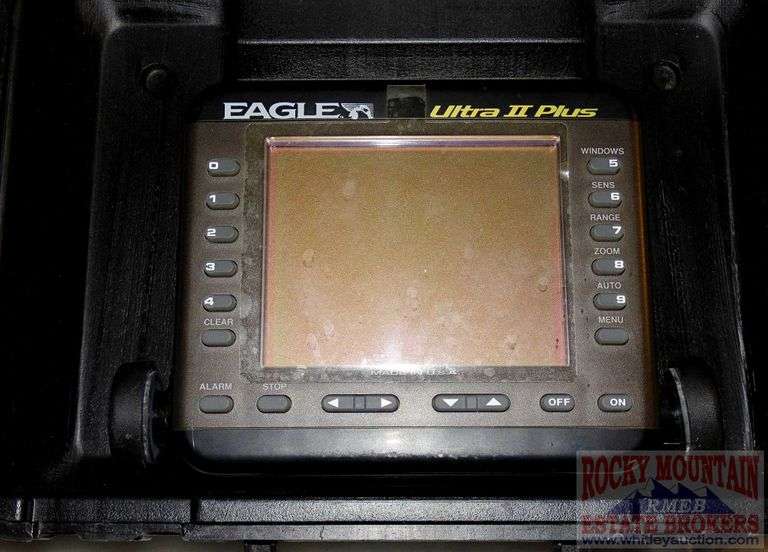 Eagle Ultra II Plus fish finder in case. Rocky Mountain Estate